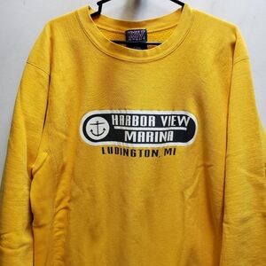 Harbor View Marina Ludington Michigan Large Crewneck Sweatshirt Vintage 00s Y2K